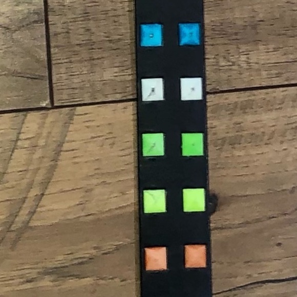 Vintage 90s black neon squares belt and circle cut out bikini top new Medium - Picture 2 of 9